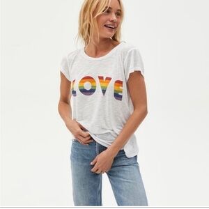Michael Stars trendy slub rainbow love tee